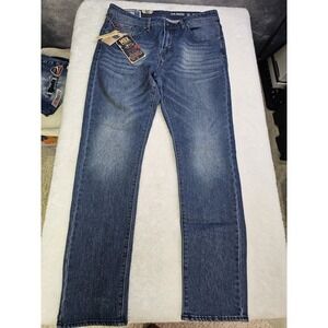 Mens MBX Slim Straight Jeans 36x32 NWT Freedom Wash Medium Faded